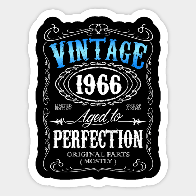 Vintage 1966 aged to perfection 50th birthday gift for men 1966 50 birthday Sticker by AwesomePrintableArt